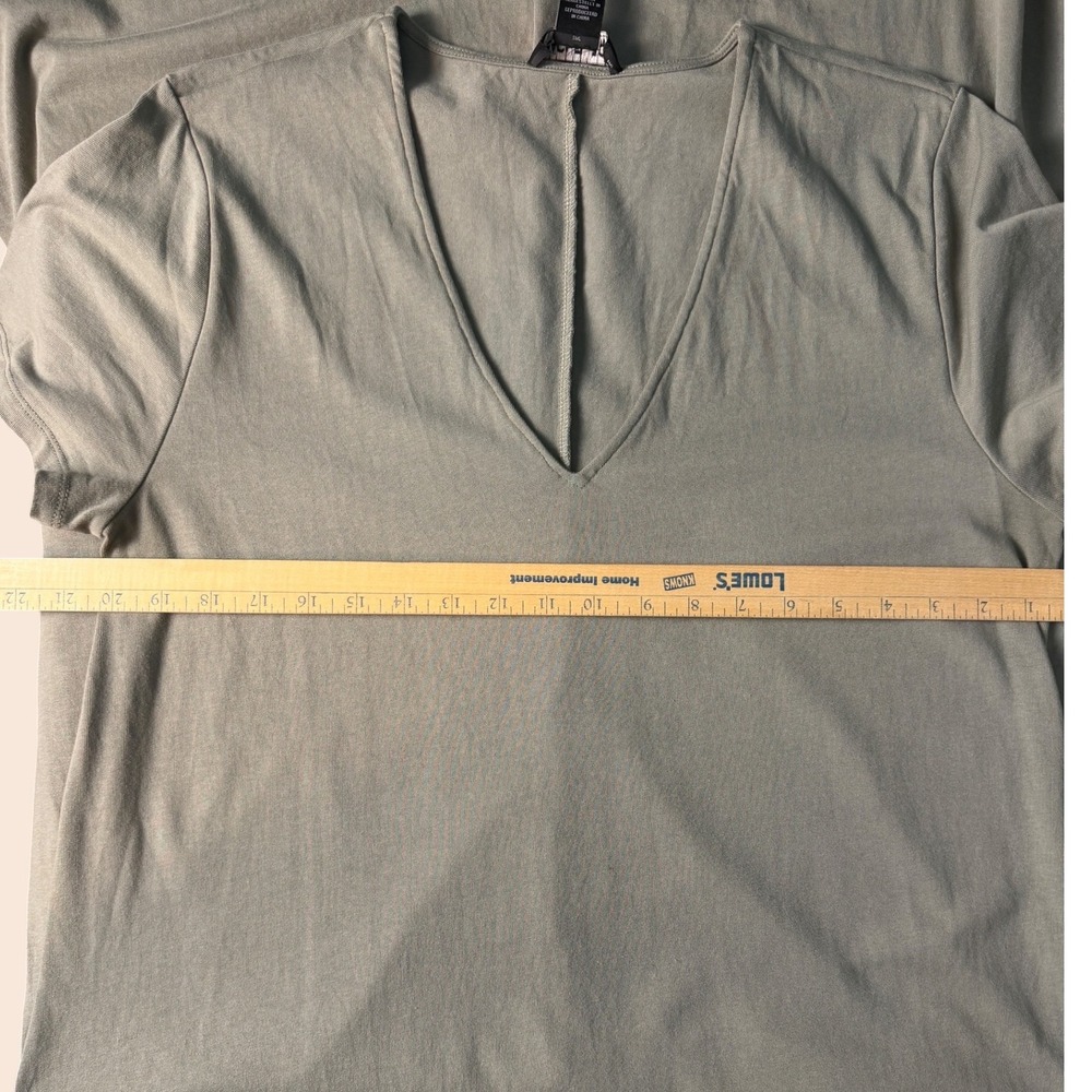 Rachel Zoe T-Shirt Maxi Dress V-Neck Size XL Khaki Short Sleeve Cotton Side Slit - Picture 9 of 13